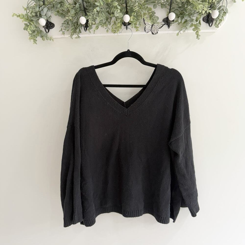 Madewell Double V Black Pullover Sweater Large CC